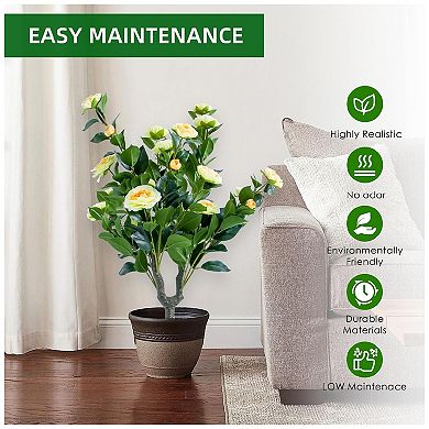 4 Pack Artificial Topiary Flower with Ground Spike ,Artificial Topiary Ball Trees,90cmx40cm