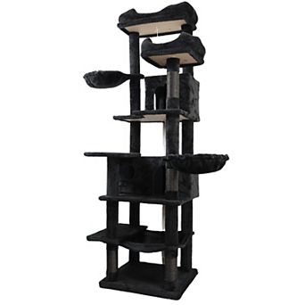Whisen 68" Multi-Level Cat Tree Tower with Hammocks, Hanging Basket, Cat Cave and Removeable Cushion