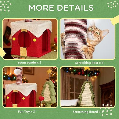 Whisen Christmas Cat Tree Tower, Cat Scratching Posts