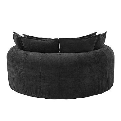 Whisen Round Chaise Sofa Loaf Sofa Boneless Round Couch, Full-Compressed Sofa Bed with 8 Pillows