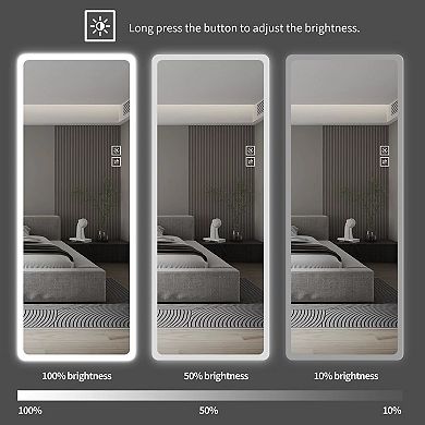 Whisen 65" Full Length Mirror, Lighted Vanity Body Mirror with LED, Rounded Corners