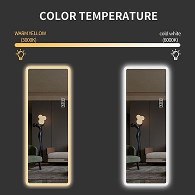 Whisen 65" Full Length Mirror, Lighted Vanity Body Mirror with LED, Rounded Corners