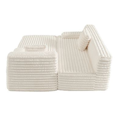 Whisen 110" Cloud Sectional Sofa Upholstered Couch Free-combined Sofa for Living Room