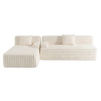 Whisen 110" Cloud Sectional Sofa Upholstered Couch Free-combined Sofa for Living Room