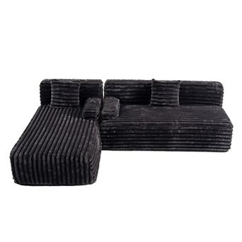 Whisen 110" Cloud Sectional Sofa Upholstered Couch Free-combined Sofa for Living Room