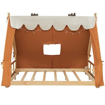 Whisen Full Size House Bed with Tent and Light