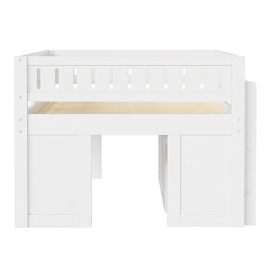 Whisen Full Size Loft Bed with Storage Cabinet and Chalkboard Panel, Space-Saving & Stylish