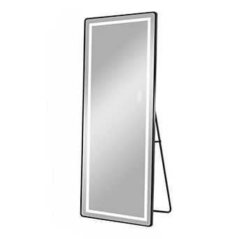 Whisen 64" Full Length Mirror, Floor Mirror with LED Light and Aluminum Alloy Thin Frame