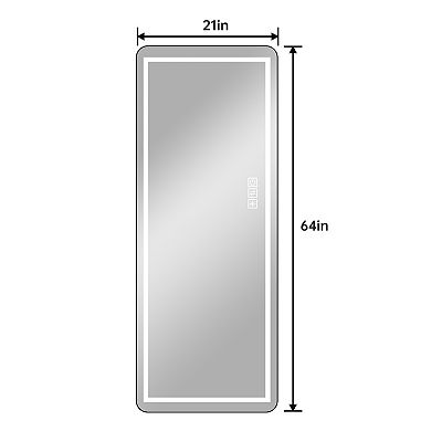 Whisen 64" Full Length Mirror, Floor Mirror with LED Light and Aluminum Alloy Thin Frame