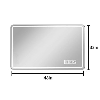 Whisen Anti-Fog Lighted Bathroom Mirror with Led Lights, 3 Colors and 5 level Dimmable