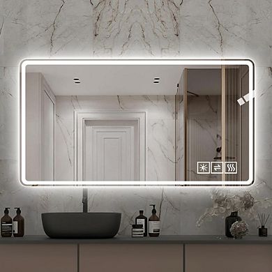 Whisen Anti-Fog Lighted Bathroom Mirror with Led Lights, 3 Colors and 5 level Dimmable