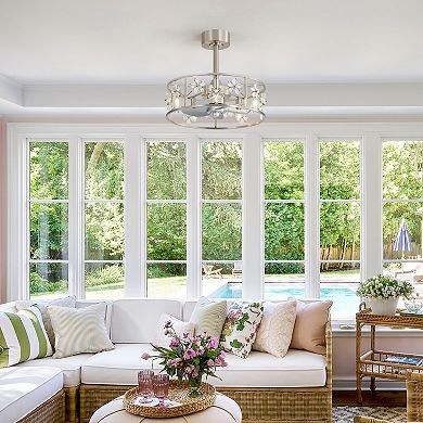 20-Inch Traditional Cage Ceiling Fan with 5-Light Fixture, DC Motor, 6 Speeds, Timer, Remote Control