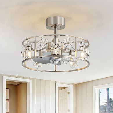 20-Inch Traditional Cage Ceiling Fan with 5-Light Fixture, DC Motor, 6 Speeds, Timer, Remote Control