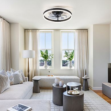 20-Inch LED Enclosed Ceiling Fan with Remote, DC Motor, 6 Speeds, 3 CCT Light, Timer, Reversible