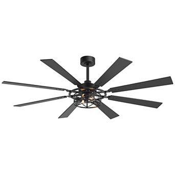 65-Inch Traditional Ceiling Fan with 8 Blades, Dual Bulb Light, DC Motor, Reverse, Remote, Timer