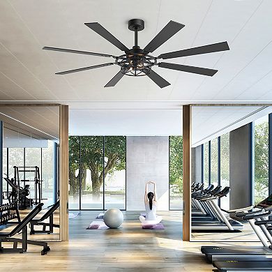 65-Inch Traditional Ceiling Fan with 8 Blades, Dual Bulb Light, DC Motor, Reverse, Remote, Timer