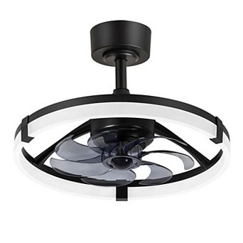 20-Inch LED Caged Ceiling Fan with Remote - DC Motor, 6 Speeds, 3 CCT Light, Reversible & Timer