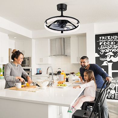 20-Inch LED Caged Ceiling Fan with Remote - DC Motor, 6 Speeds, 3 CCT Light, Reversible & Timer