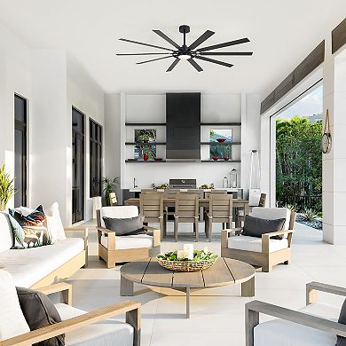 80-Inch LED Ceiling Fan with 10 Blades, DC Motor, Reverse Function, Remote Control, Timer, Downrods