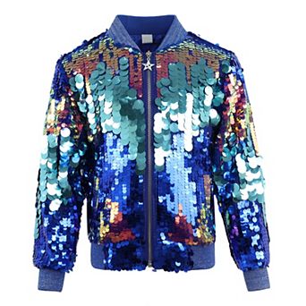 Girls’ Sparkly Under the Sea Sequin Bomber Jacket