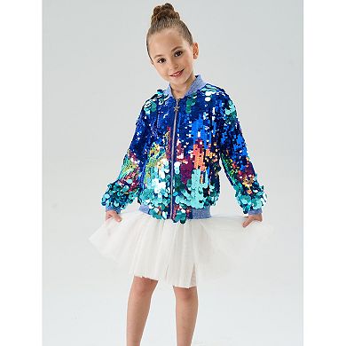 Girls’ Sparkly Under the Sea Sequin Bomber Jacket