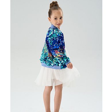 Girls’ Sparkly Under the Sea Sequin Bomber Jacket