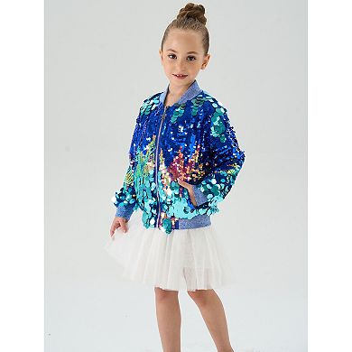 Girls’ Sparkly Under the Sea Sequin Bomber Jacket