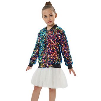 Girls’ Fiesta Metallic Sequin Bomber Jacket
