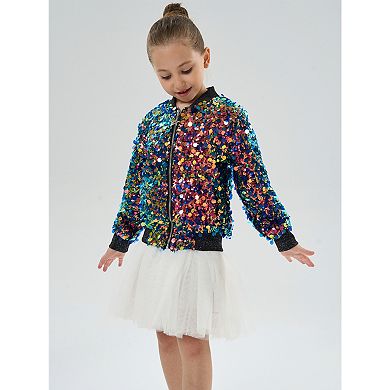 Girls’ Fiesta Metallic Sequin Bomber Jacket