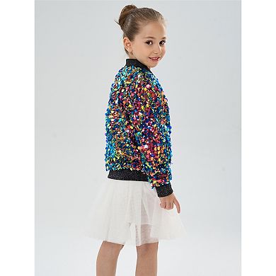 Girls’ Fiesta Metallic Sequin Bomber Jacket