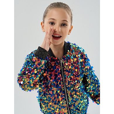 Girls’ Fiesta Metallic Sequin Bomber Jacket
