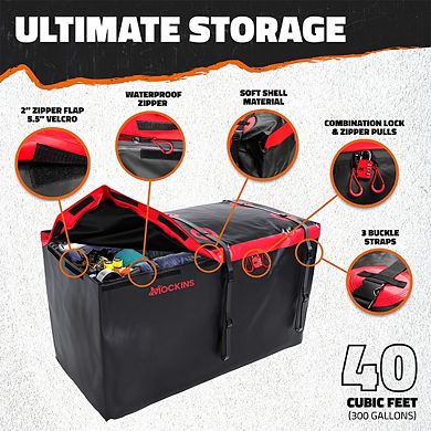 Mockins 40 Cu Ft. Red Waterproof Car Carrier Cargo Bag (70"x30"x33")