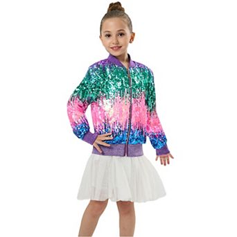 Girls’ Aurora Gradient sequin bomber jacket
