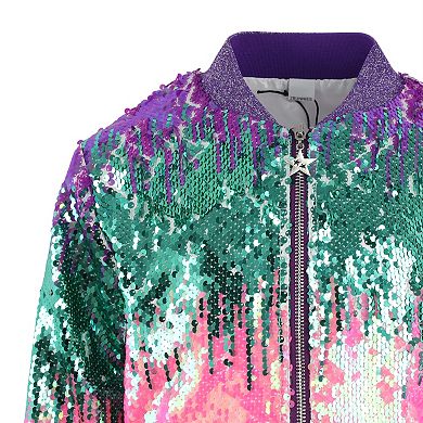 Girls’ Aurora Gradient sequin bomber jacket