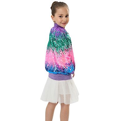 Girls’ Aurora Gradient sequin bomber jacket