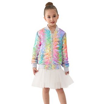 Girls’ Spectrum Iridescent Sequin Bomber Jacket