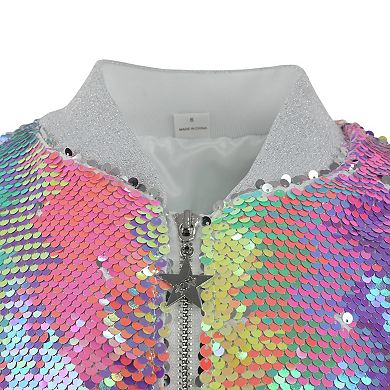 Girls’ Spectrum Iridescent Sequin Bomber Jacket