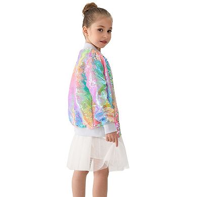 Girls’ Spectrum Iridescent Sequin Bomber Jacket