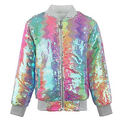 Girls’ Spectrum Iridescent Sequin Bomber Jacket