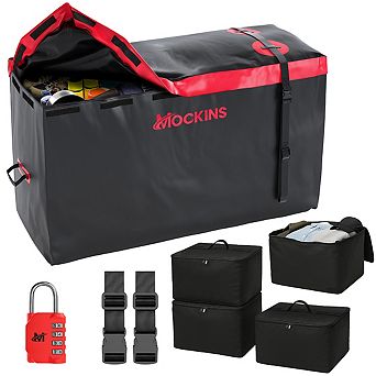 Mockins 15 cu ft. Red Waterproof Cargo Bag (48"x 18"x 31") with 4 Packing Cubes(22"x15"x15")