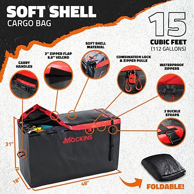 Mockins 15 cu ft. Red Waterproof Cargo Bag (48"x 18"x 31") with 4 Packing Cubes(22"x15"x15")