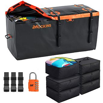 Mockins 30 Cu Ft. Orange Waterproof Cargo Bag (60" x 24" x 36") with 6 Packing Cubes(29"x23"x12")