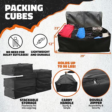 Mockins 30 Cu Ft. Orange Waterproof Cargo Bag (60" x 24" x 36") with 6 Packing Cubes(29"x23"x12")