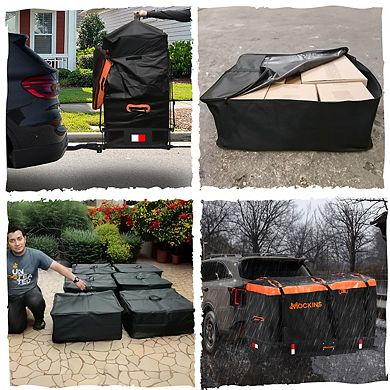 Mockins 30 Cu Ft. Orange Waterproof Cargo Bag (60" x 24" x 36") with 6 Packing Cubes(29"x23"x12")