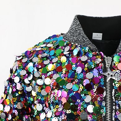 2Bunnies Girls' Cosmic Radiance Sequin Bomber Jacket