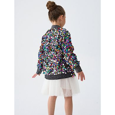 2Bunnies Girls' Cosmic Radiance Sequin Bomber Jacket