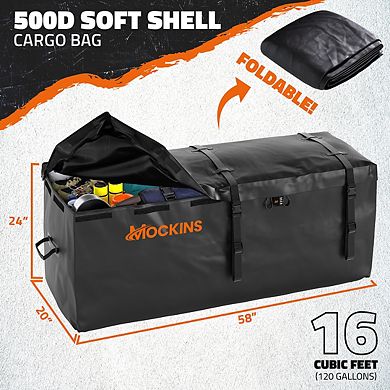 Mockins 16 Cu Ft. Black Waterproof Car Carrier Cargo Bag (58"x20"x24")