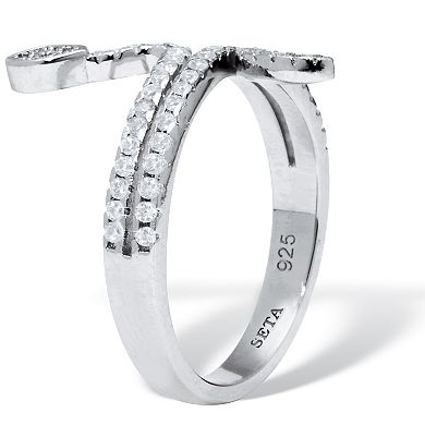 PalmBeach Jewelry 0.40 TCW Round Cubic Zirconia Sterling Silver Snake Ring