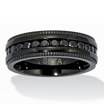 PalmBeach Jewelry .92 TCW Men's Black Cubic Zirconia Black Ion-Plated Stainless Eternity Ring
