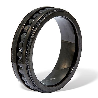 PalmBeach Jewelry .92 TCW Men's Black Cubic Zirconia Black Ion-Plated Stainless Eternity Ring